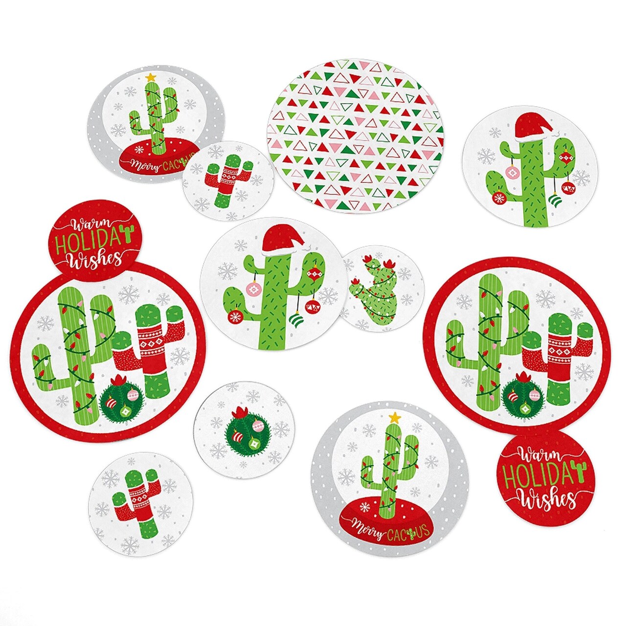 Big Dot of Happiness Merry Cactus - Christmas Cactus Party Giant Circle Confetti - Party Decorations - Large Confetti 27 Count